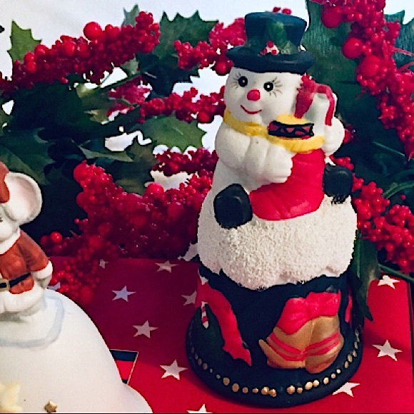 🎄Vintage Christmas Bells Santa, Snowman & Mouse🎄 - Picture 8 of 13